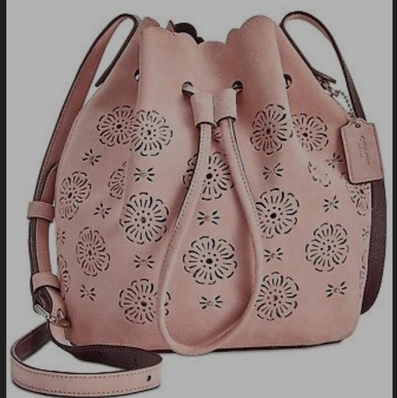 Coach Handbags - Coach cutout tea rose mini bucket bag